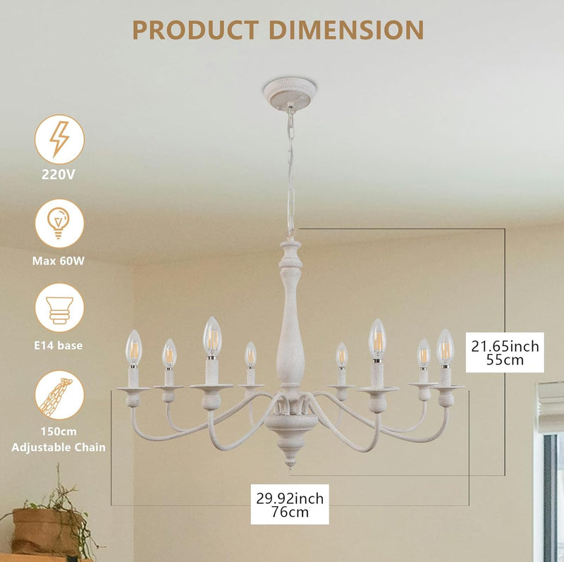 8 Lights Vintage Chandelier Farmhouse Metal Chandeliers Ceiling