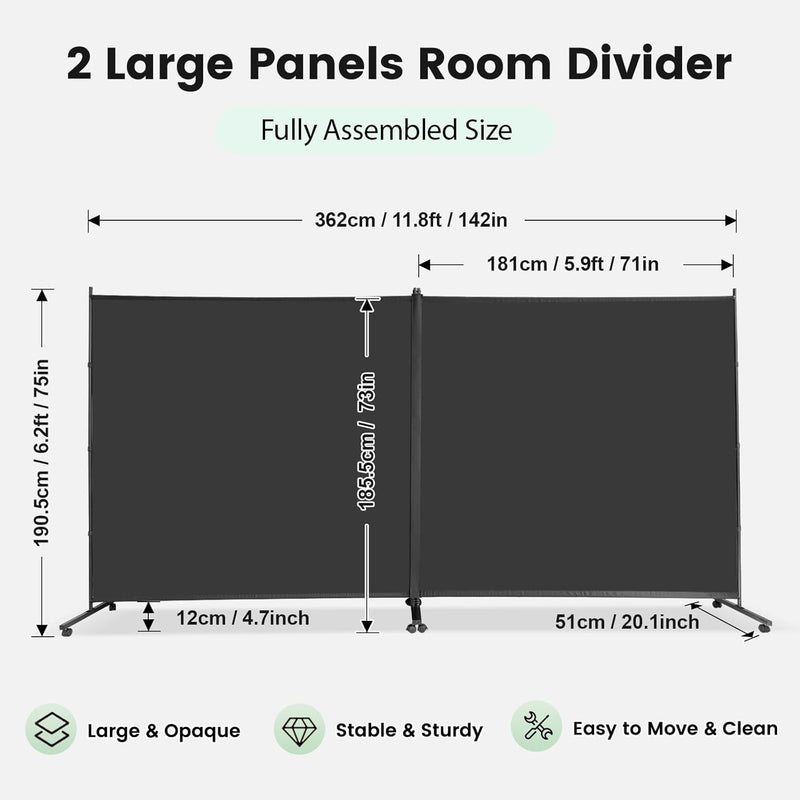 Single Large Room Divider on Wheels