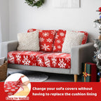 8 Pcs Christmas Stretch Couch Cushion Covers Snowflake