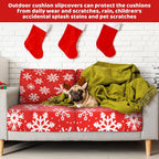 8 Pcs Christmas Stretch Couch Cushion Covers Snowflake