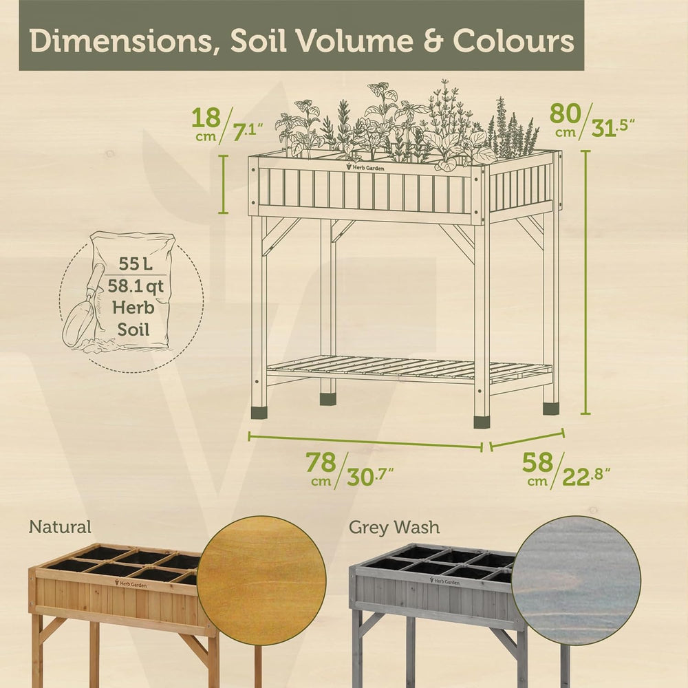 8 Pocket Herb Planter Natural 78x58x80CM