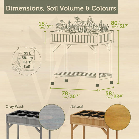 8 Pocket Herb Planter Natural 78x58x80CM