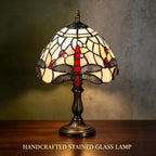 8'' Stained Glass Table Lamp Vintage Desk Bedside