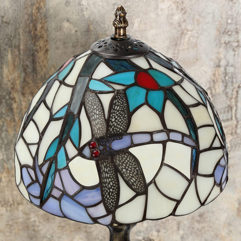 8'' Stained Glass Table Lamp Vintage Desk Bedside