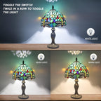 8'' Stained Glass Table Lamp Vintage Desk Bedside