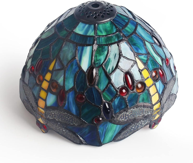 8'' Stained Glass Table Lamp Vintage Desk Bedside