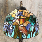 8'' Stained Glass Table Lamp Vintage Desk Bedside