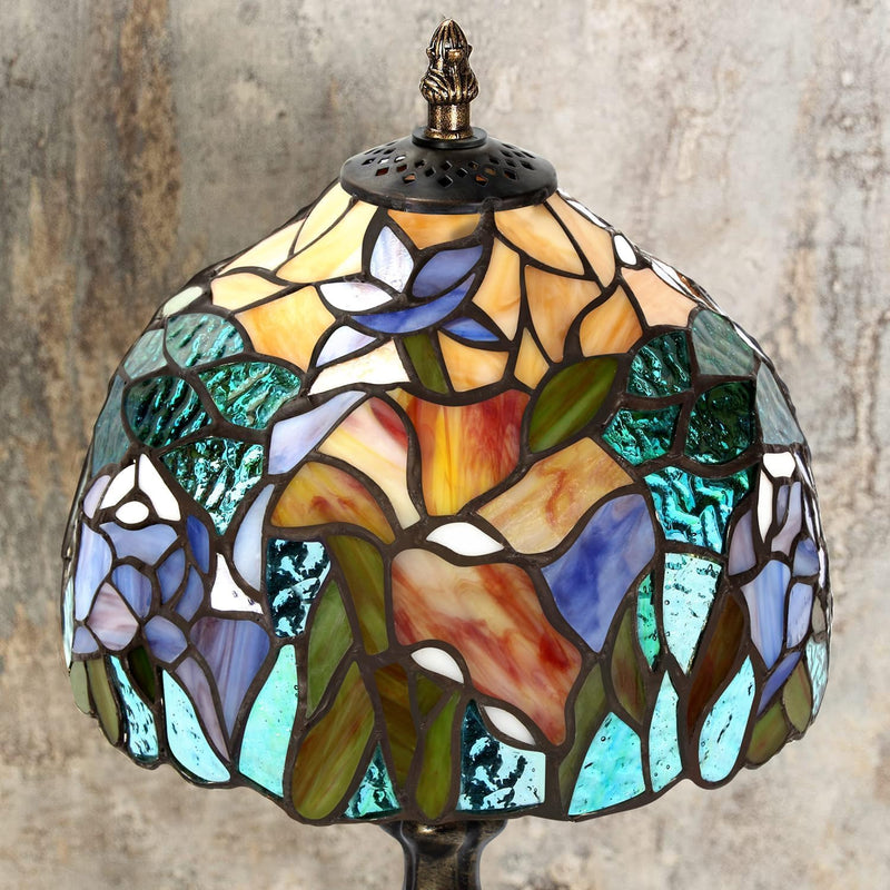 8'' Stained Glass Table Lamp Vintage Desk Bedside