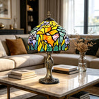 8'' Stained Glass Table Lamp Vintage Desk Bedside