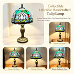 8'' Stained Glass Table Lamp Vintage Desk Bedside