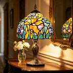 8'' Stained Glass Table Lamp Vintage Desk Bedside