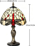 8'' Stained Glass Table Lamp Vintage Desk Bedside