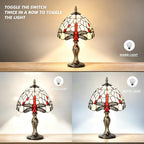 8'' Stained Glass Table Lamp Vintage Desk Bedside