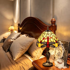 8'' Stained Glass Table Lamp Vintage Desk Bedside