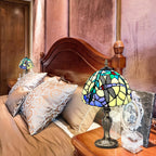 8'' Stained Glass Table Lamp Vintage Desk Bedside