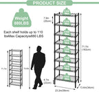 8-Tier Shelving Unit Adjustable Two 4-Tier Storage Shelves