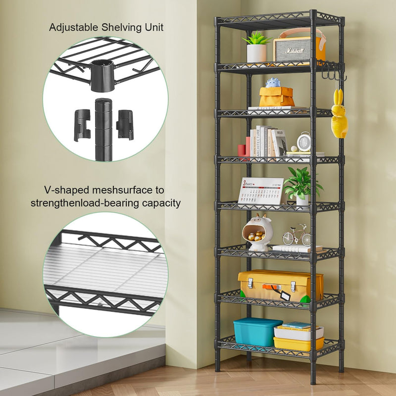 8-Tier Shelving Unit Adjustable Two 4-Tier Storage Shelves