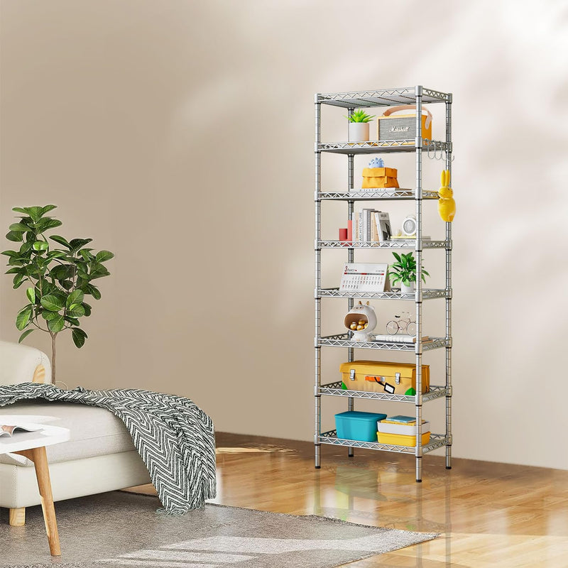 8-Tier Shelving Unit Adjustable Two 4-Tier Storage Shelves