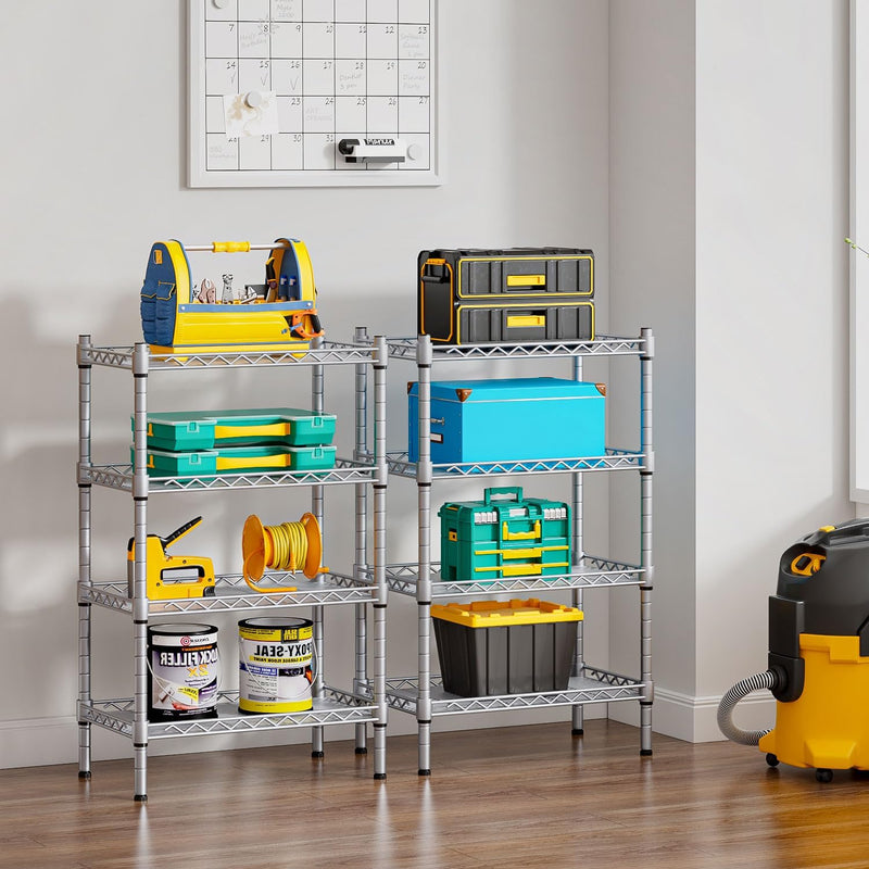 8-Tier Shelving Unit Adjustable Two 4-Tier Storage Shelves