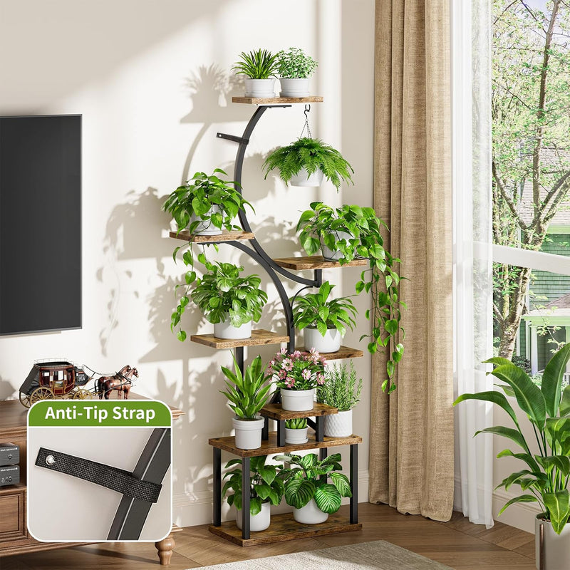 8-Tiered Plant Stand with Grow Lights 62" Tall