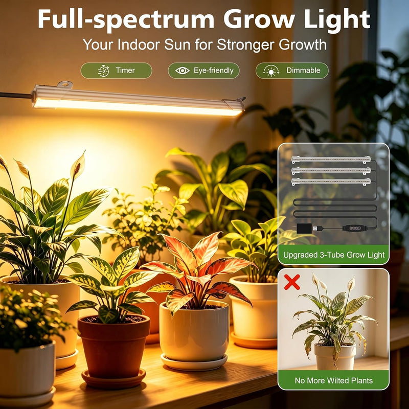 8-Tiered Plant Stand with Grow Lights 62" Tall