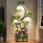 8-Tiered Plant Stand with Grow Lights 62" Tall