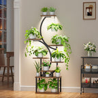 8-Tiered Plant Stand with Grow Lights 62" Tall