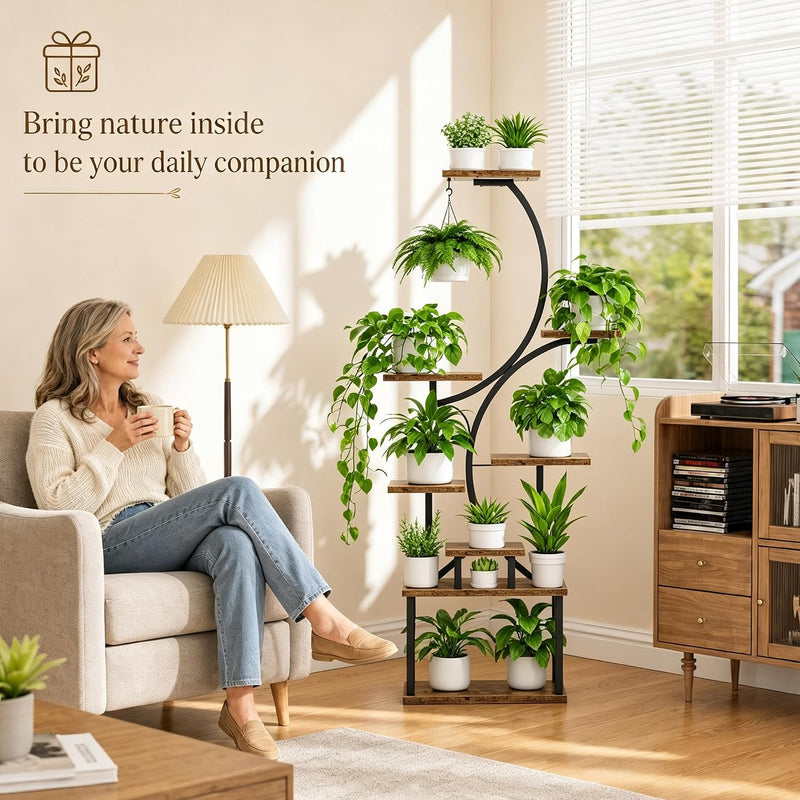 8-Tiered Plant Stand with Grow Lights 62" Tall