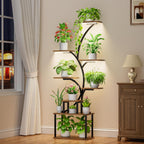 8-Tiered Tall Plant Stand with Grow Light Metal