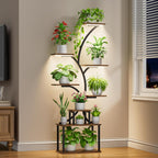 8-Tiered Tall Plant Stand with Grow Light Metal