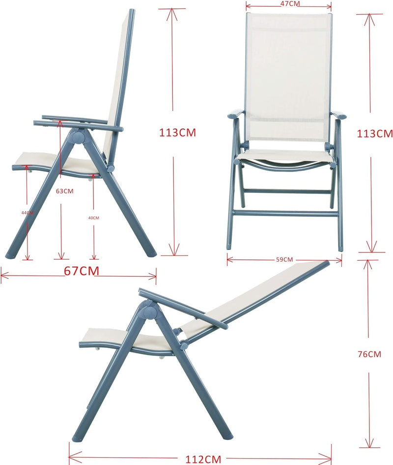 8-Way Adjustable Folding Chair Aluminium