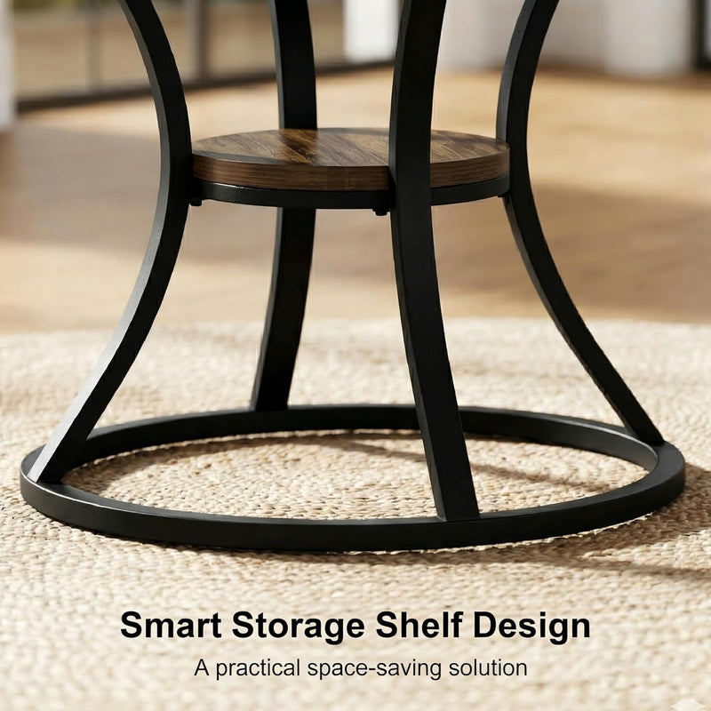 80CM Round Dining Table for 2 with Storage