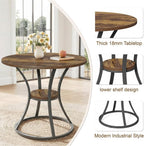 80CM Round Wooden Dining Table with Metal Legs