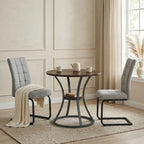80CM Round Wooden Dining Table with Metal Legs