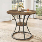 80CM Round Wooden Dining Table with Metal Legs