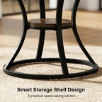 80CM Round Wooden Dining Table with Metal Legs