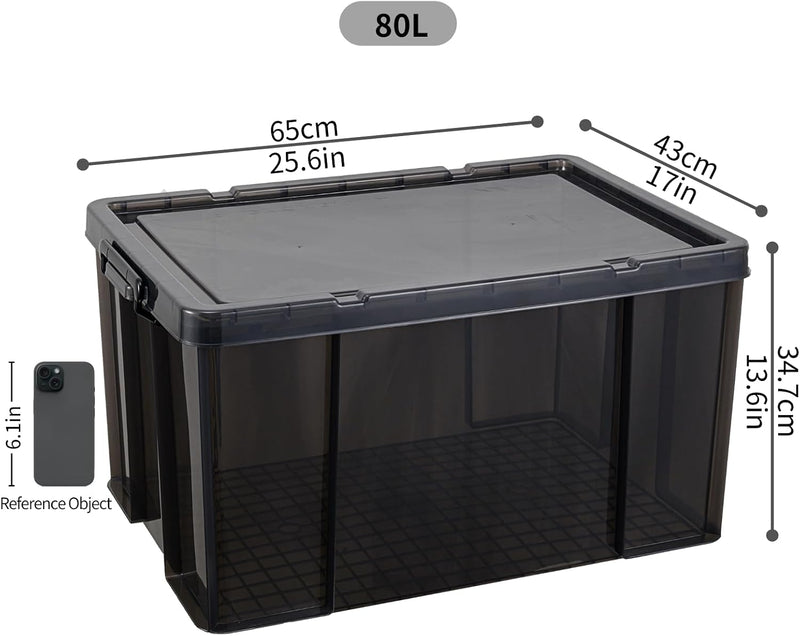 80lx3 Heavy-Duty Storage Boxes Plastic Stackable Box (3Pack)