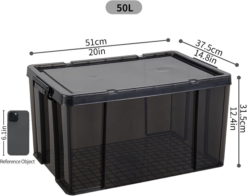 80lx3 Heavy-Duty Storage Boxes Plastic Stackable Box (3Pack)
