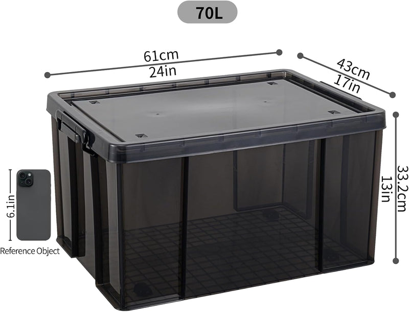 80lx3 Heavy-Duty Storage Boxes Plastic Stackable Box (3Pack)