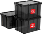 80lx3 Heavy-Duty Storage Boxes Plastic Stackable Box (3Pack)