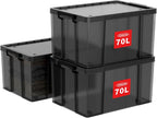 80lx3 Heavy-Duty Storage Boxes Plastic Stackable Box (3Pack)