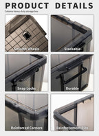 80lx3 Heavy-Duty Storage Boxes Plastic Stackable Box (3Pack)