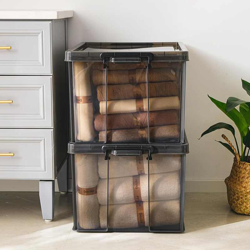 80lx3 Heavy-Duty Storage Boxes Plastic Stackable Box (3Pack)