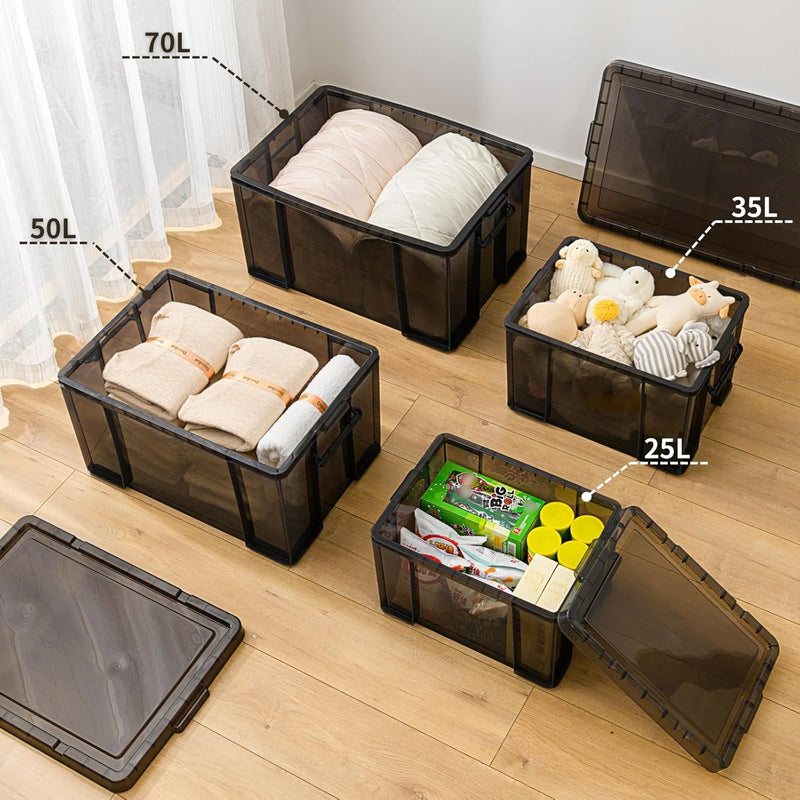 80lx3 Heavy-Duty Storage Boxes Plastic Stackable Box (3Pack)