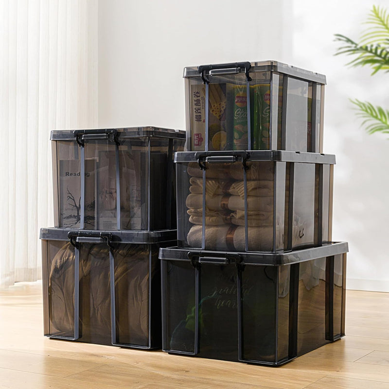 80lx3 Heavy-Duty Storage Boxes Plastic Stackable Box (3Pack)