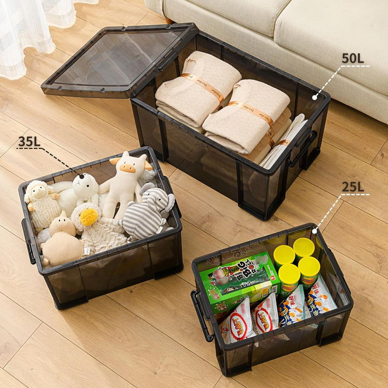 80lx3 Heavy-Duty Storage Boxes Plastic Stackable Box (3Pack)