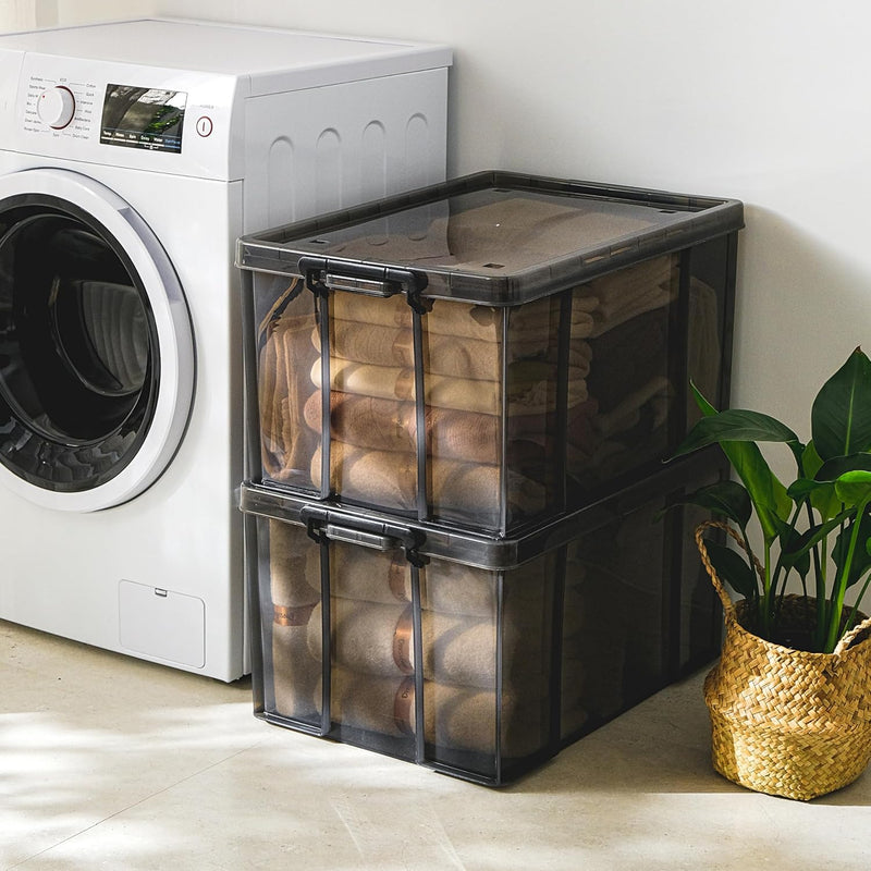 80lx3 Heavy-Duty Storage Boxes Plastic Stackable Box (3Pack)