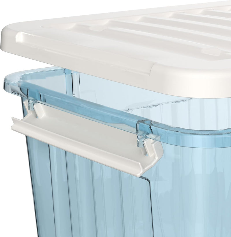 80lx6 Plastic Storage Boxes with Wheels Lidded Box (6 Pack)