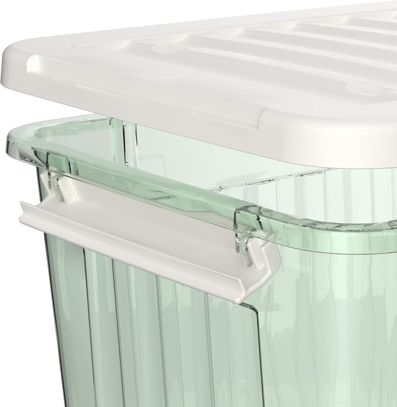 80lx6 Plastic Storage Boxes with Wheels Lidded Box (6 Pack)