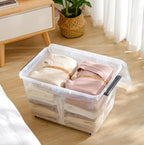 80lx6 Plastic Storage Boxes with Wheels Lidded Box (6 Pack)